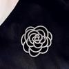 Rhinestone Hollow Camellia Brooch Women'S Light Luxury High-End Delicate Brooch Pin Buckle Suit Accessories