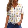 Women's T Shirt Print Button Short Sleeve Daily Weekend Fashion Basic V- Neck Regular Top