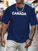 Simple Canada Letter Graphic Unisexs Crew Neck T Shirt Country Pride Bold Text Print Short Sleeve Casual Cotton Daily Summer Tops