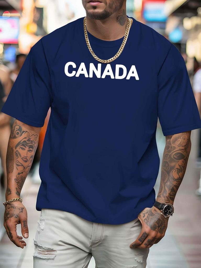 Simple Canada Letter Graphic Unisexs Crew Neck T Shirt Country Pride Bold Text Print Short Sleeve Casual Cotton Daily Summer Tops