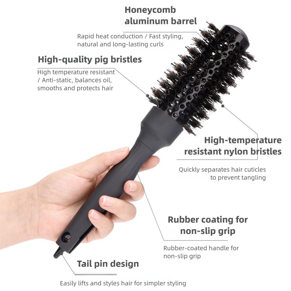 With Pointed Tail Round Rolling Brush Handle Hair Curling Brush Straight Twill Hair Comb Men/Women