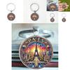 Paris Sunset Keychain With Glass Alloy Pendant For Gift And Accessories
