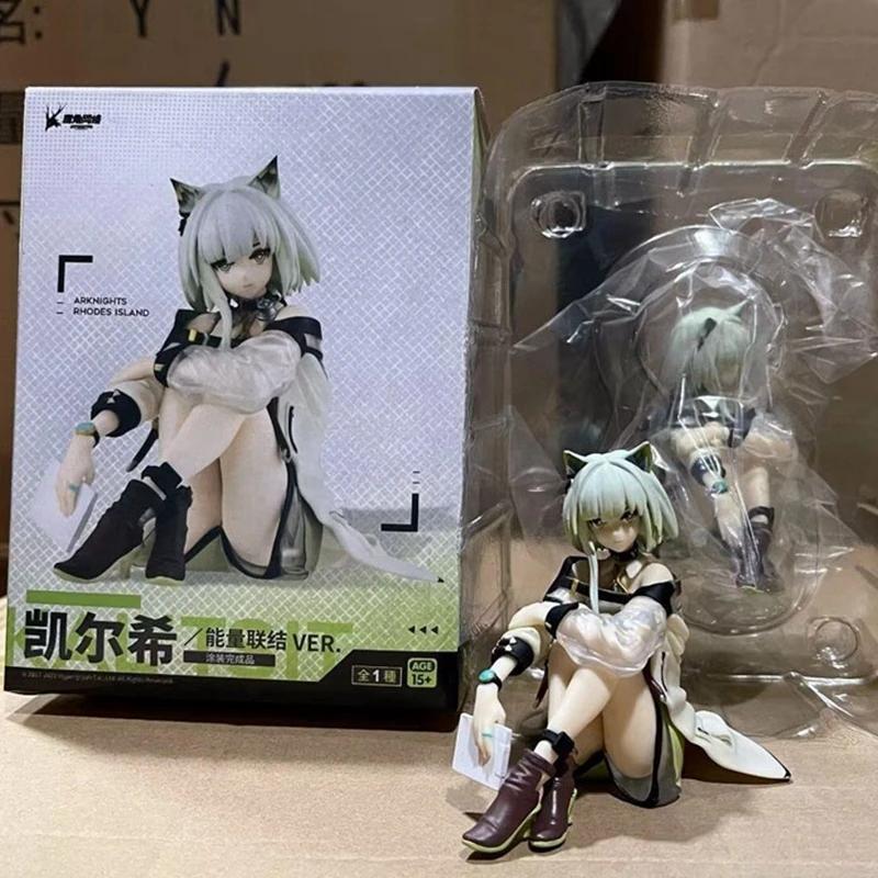 Anime Figure Arknights Kal'tsit Cute Cat Ear Sitting Girl PVC Instant Noodle Press Game Series Anime Character Collection 10CM