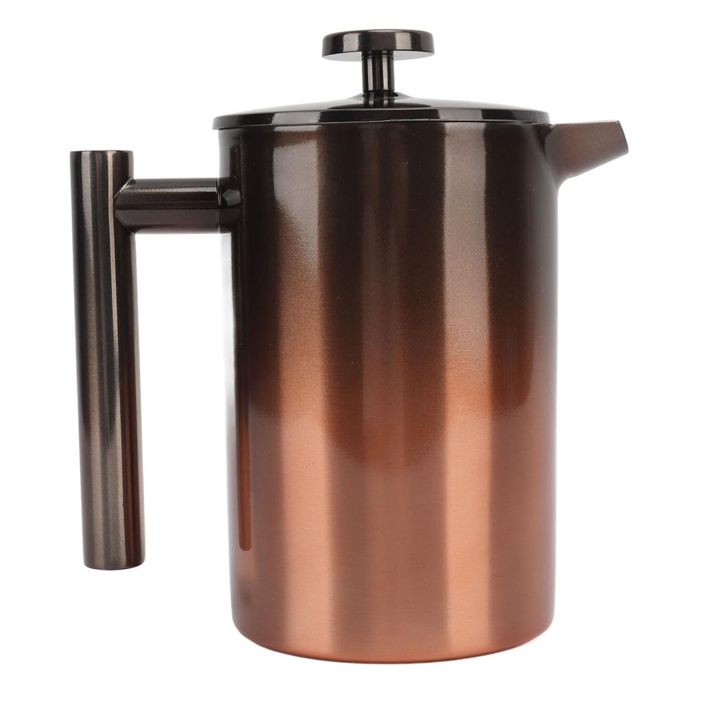 French Press Coffee Tea Maker with Filter Double Layer 304 Stainless Steel Gradient Ramp for 800ml