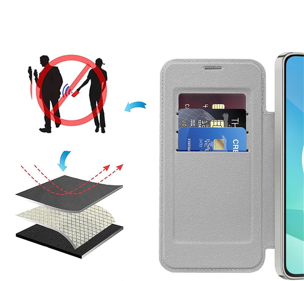 Samsung Galaxy A37 5G Flip Case, RFID Wallet MagSafe with Camera Protection, Silver