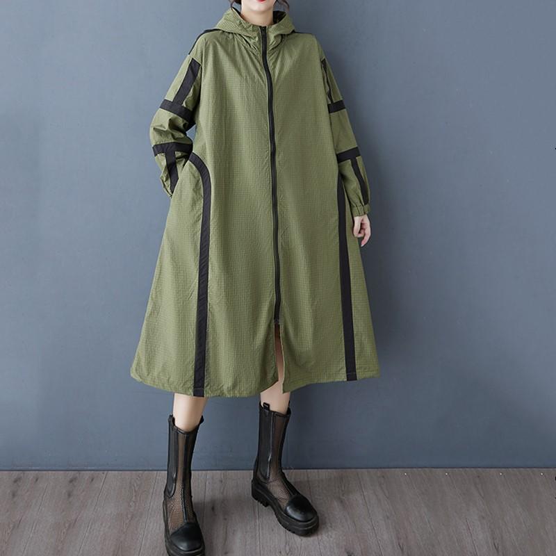Long Sleeve Oversized Vintage Hooded Casual Loose Autumn Spring Winter Trench Coat for Women Outerwear
