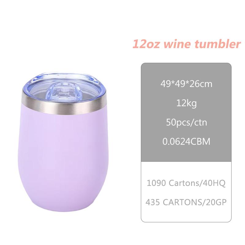 Custom Logo 12 oz Stainless Steel 18/8 Tumbler Black Iced Coffee Mug Insulated Double Wall Vacuum Wine Glass Egg Lid Bottle Cups