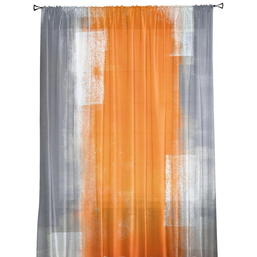 Orange Gray Abstract Texture Curtains For Bedroom Living Room Decoration Sheer Curtains