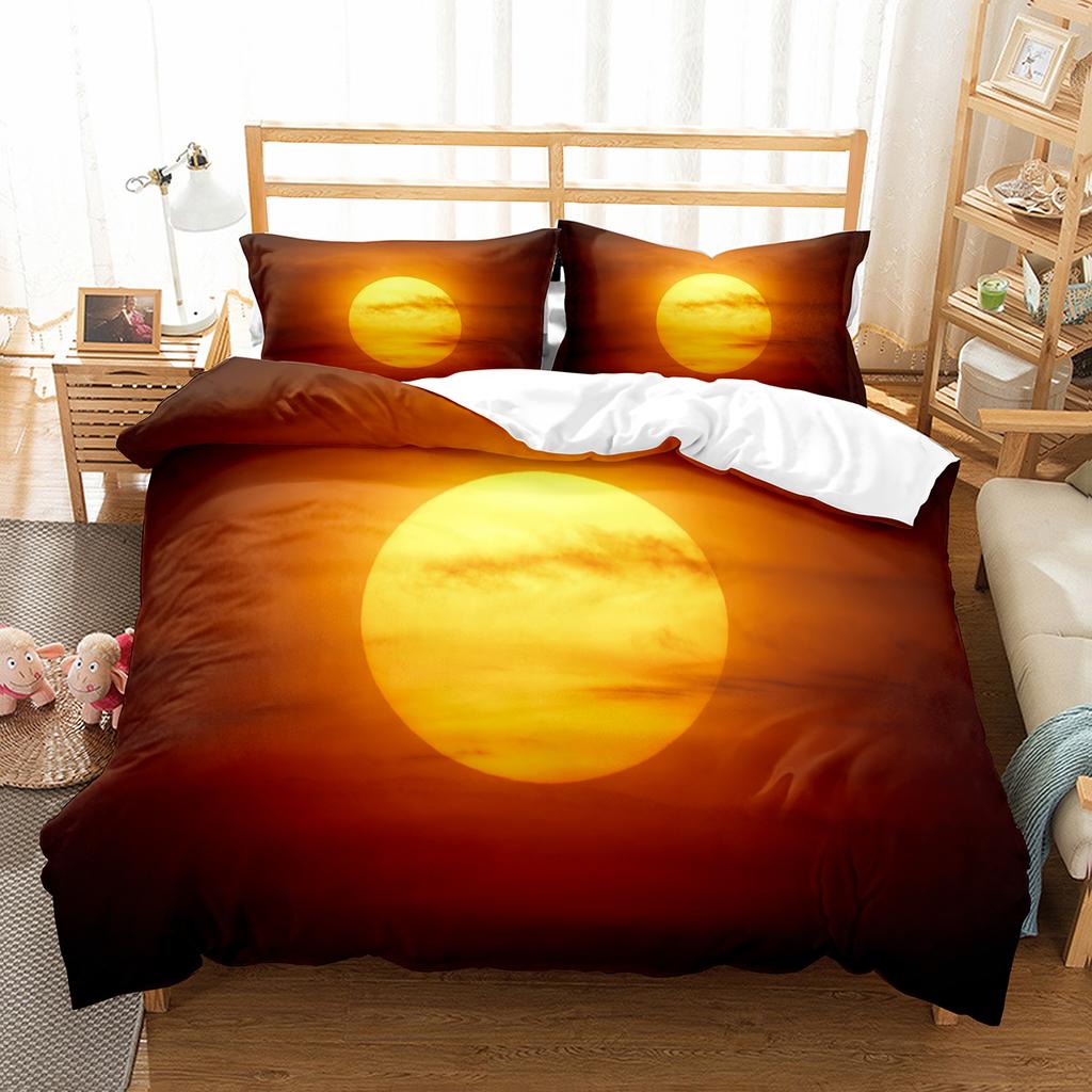 Sun Pattern Duvet Cover Set Double Single Full Size Bohemian Style Bedding Set for Teens Adults Bedroom Decor with Pillowcase