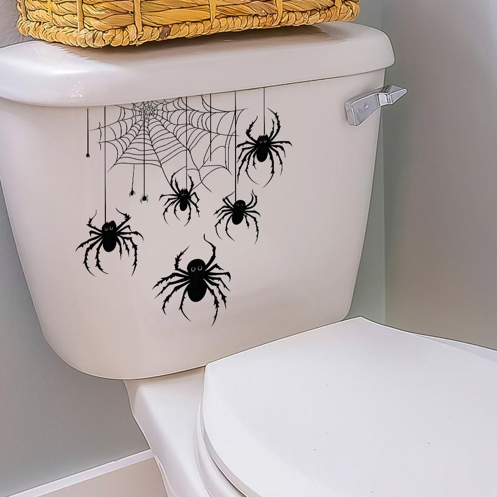 Spider Halloween Web Toilet Sticker Decor For Living Room Bedroom And Entryway