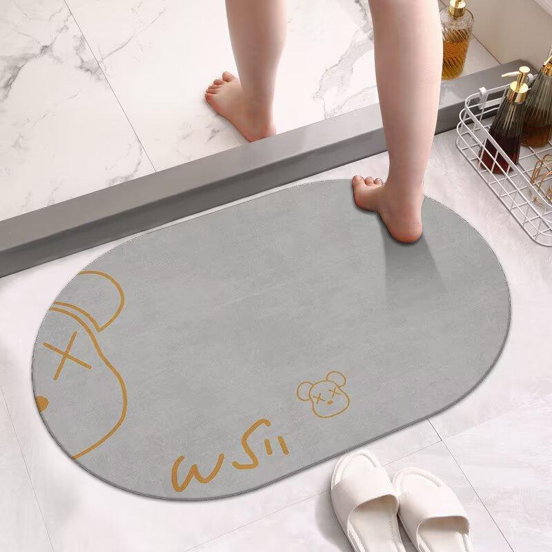 Hot Selling Modern Quick Dry Sustainable Bathroom Floor Mat Diatomaceous Earth Bath Mat with Non-slip Backing
