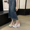 2024 Summer Chunky Woman Slippers Fashion PVC Transparent Platform Wedges Heel Slides Ladies Casual Outdoor Beach Slipper Shoes