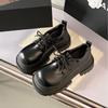 Loafers Platform Shoes Women's 2025 Spring New Retro British Style Black College Style Single Shoes Women's Small Leather Shoes