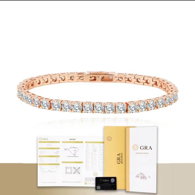 925 Silver Moissanite Tennis Bracelet for Men and Women, Silver Plated 18K Gold Hand Jewelry