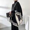Женский высококачественный вязаный кардиган-шаль: Теплая осенне-зимняя верхняя одежда в стиле колор-блок