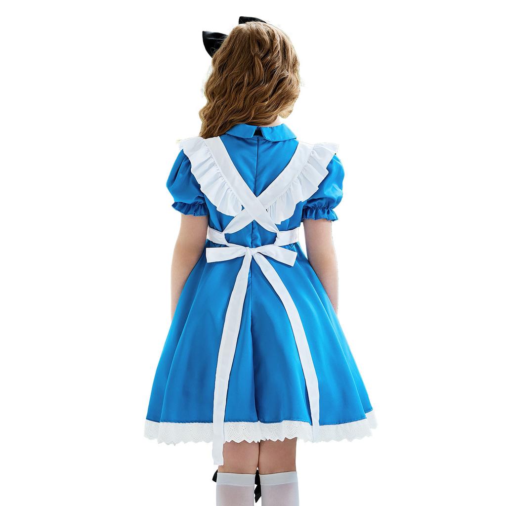 Halloween children's costume Alice cos maid costume girl performance costume pastoral prairie farm style dress