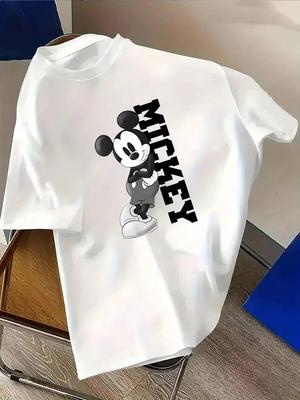 Мужская футболка серии Disney Mickey Mouse, мужская повседневная из чистого хлопка с коротким рукавом, модная и спортивная уличная мужская одежда