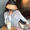 Sweet Sun Protection Straw Hat Practical Large Eaves Visors Beach Hat Uv Protection Women Empty Top Ponytail Hats