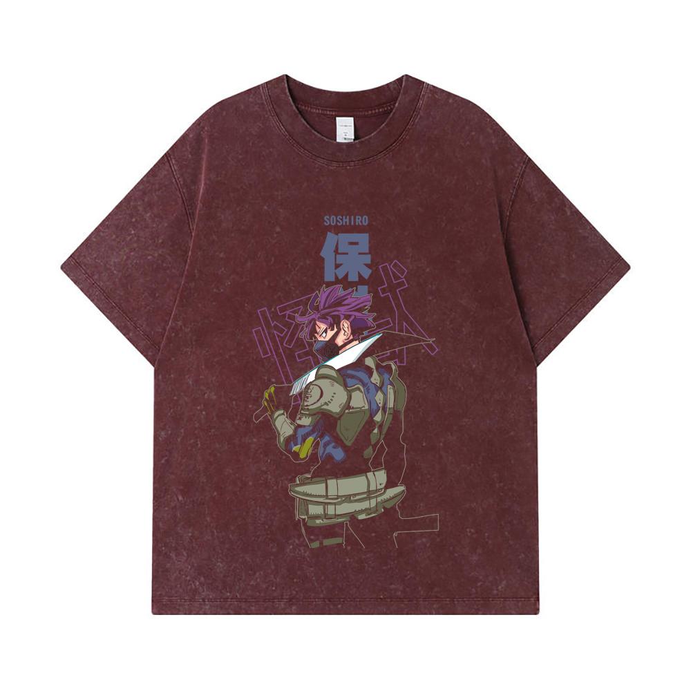 275 GSM Washed T-shirts 100% Cotton Kaiju No 8 V12 Soshiro Print Unisex Heavy Cotton T Shirt
