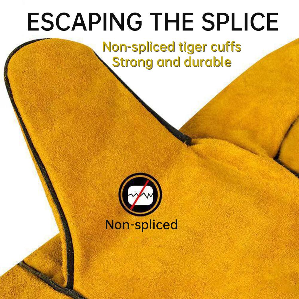 Cowhide Work Gloves Welding Safety Protection Thickened Double Cowhide Gloves Wear-resistant Labour Gloves for Workplace Work