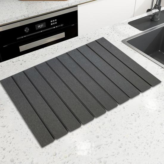 Yousheng Kitchen Countertop Drying Mat Quick Dry Diatomaceous Earth Water Absorbent Pad Collapsible Dish Bowl Bottle Cup Holder Diatomite Mat