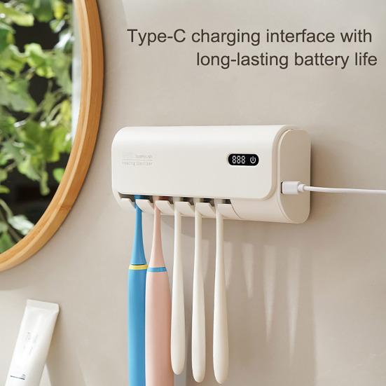 Держатель зубной щетки с двухдиапазонной УФ-стерилизацией, сенсорным управлением, цифровым дисплеем, перезаряжаемый самоклеящийся органайзер для зубных щеток