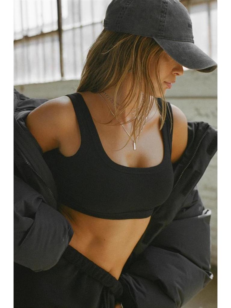 Европейский и американский женский спортивный жилет в рубчик: Сексуальный бюстгальтер для йоги и верхняя одежда для бега