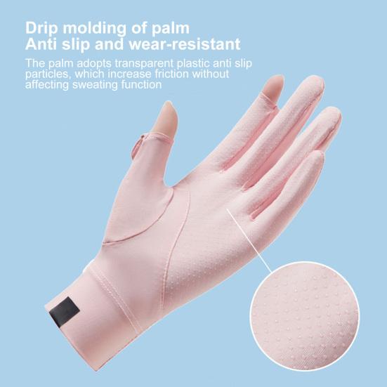 1 пара велосипедных перчаток, дышащие эластичные перчатки из ледяного шелка, защита рук, тонкие противоскользящие насадки на палец, солнцезащитный крем, противоскользящие силиконовые женские перчатки с полными пальцами