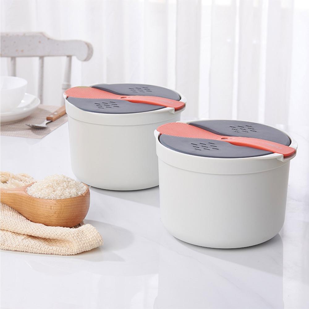 PP Material Rice Steamer Pot 2L Microwave Cookware Set Rice Cooker Steamer For Cooking Vegetables