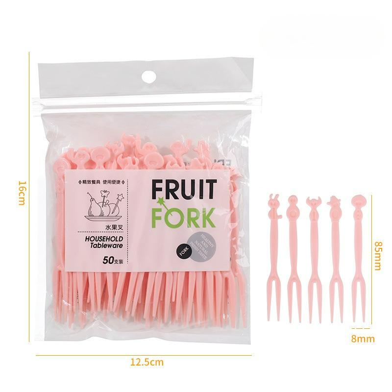 Набор из 50 шт. фруктовых вилок, одноразовые пластиковые двухзубые бытовые вилки для фруктов, тортов, десертов, маленькие вилки