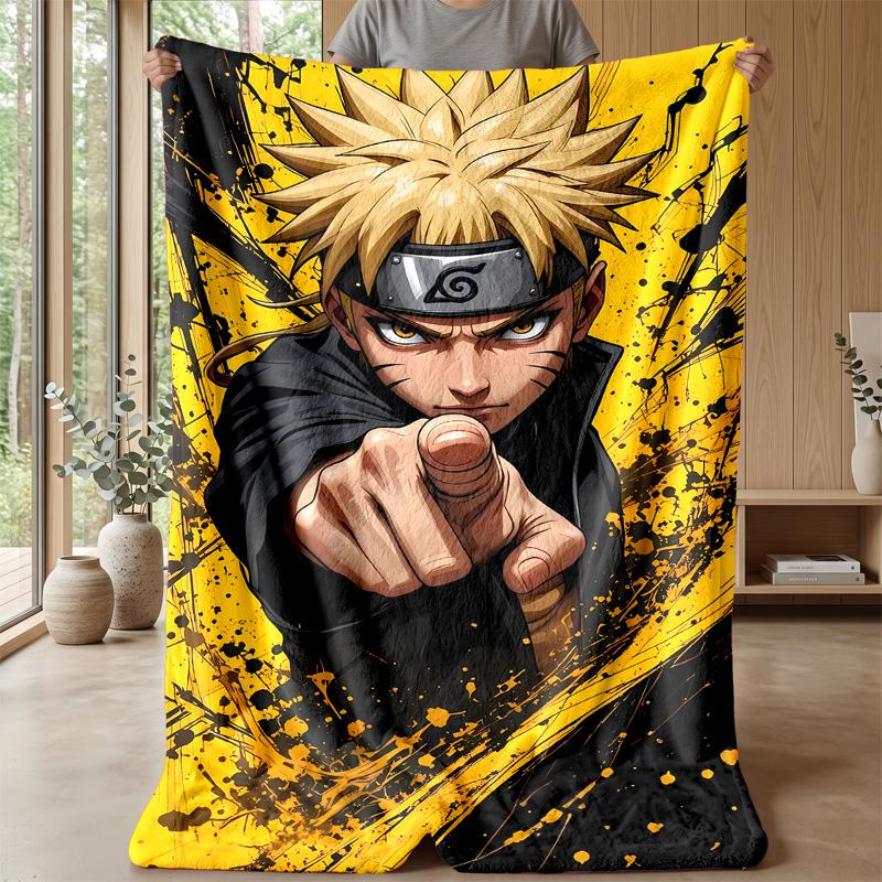 Naruto Uzumaki Printed Flannel Blanket Skin Friendly Warm Decorative Throw for Indoor Couch Bed Daily Use