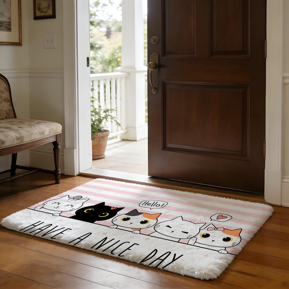 HAVE A NICE DAY Cute Animal Floor Mat Soft Flannel Absorbent Mat Non-Slip Rug Home Bedroom Bathroom
