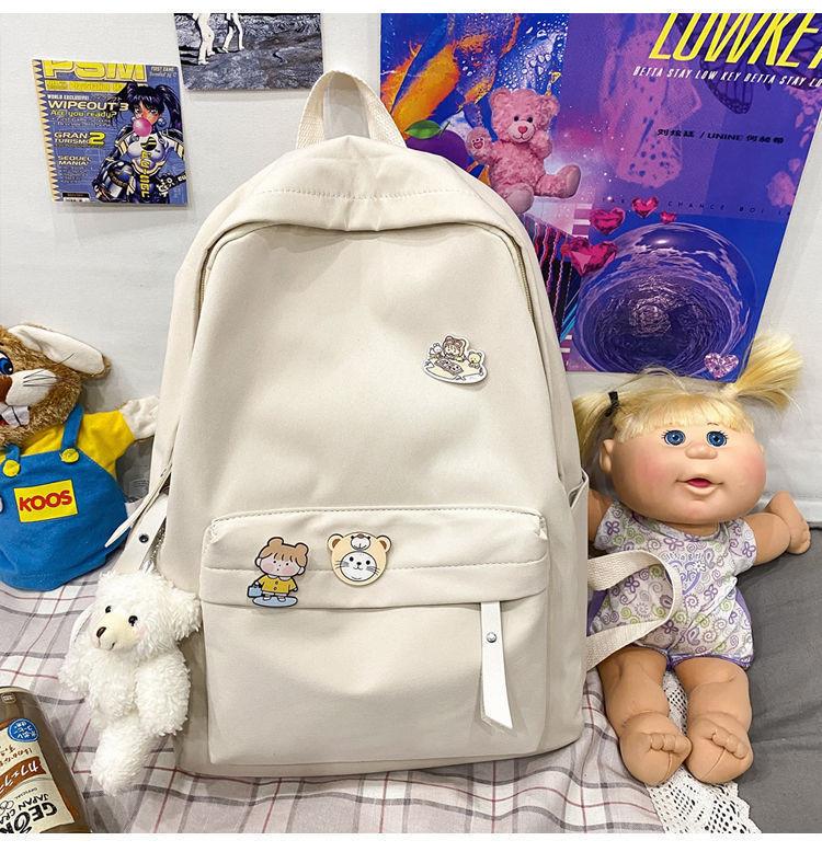 Shoulder Solidcolor Backpack Bag High School Students Junior High Gift Unisex