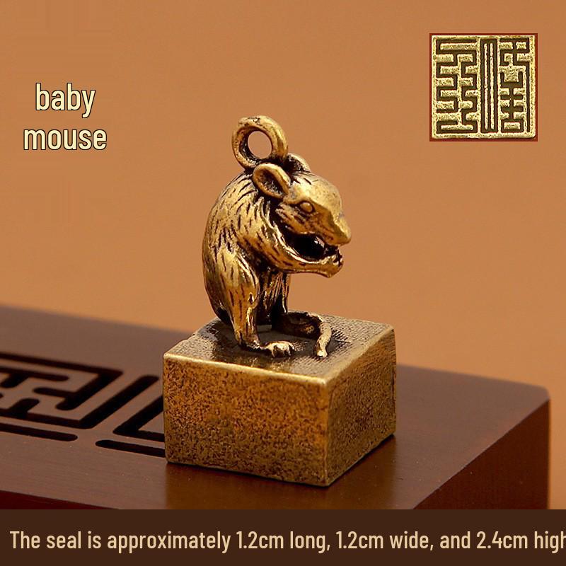Брелок-печать из латуни с китайским зодиаком: Ретро Подвеска и Креативный Подарок