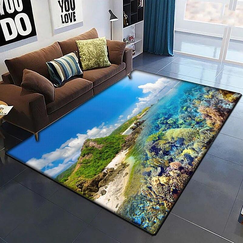 Морская рыба, красивый ковер с росписью для гостиной, большой ковер, черный мягкий ковер, украшения дома, коврики, коврики в стиле бохо, пикник