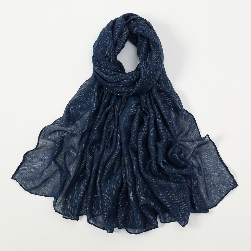 Big Size Pleated Shimmer Cotton Hijab Scarf For Women Muslim Long Shawls Solid Headscarf Wraps Islamic Headband Turban 180*90cm