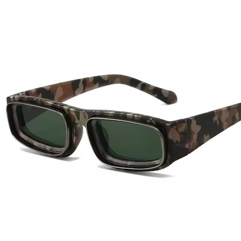 Rectangular Sunglasses Women Men Small Double Circle Frame Sun Glasses Trendy Travel Style Punk Eyewear