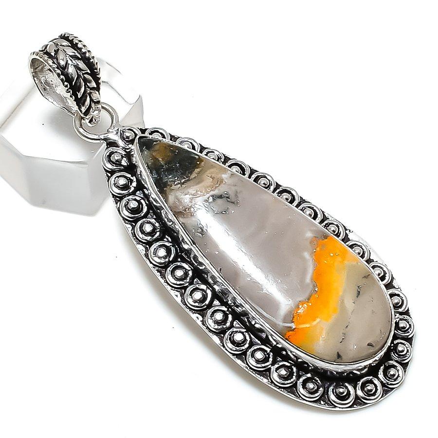 Подвеска из серебра 925 пробы с драгоценным камнем «Шмель-Яшма» 2,76 дюйма b7L53