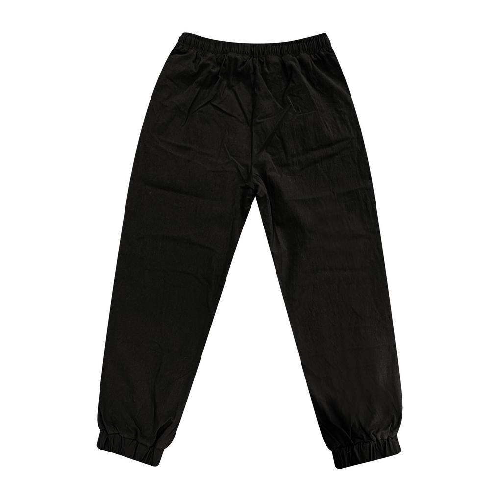 Новые мужские однотонные спортивные повседневные дышащие брюки из хлопка и льна со шнурком