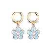 Fashion Cute Pearl Flower Pendant Hoop Earrings For Women Girls Stainless Steel Gold Color Ear Buckle Enamel Charm Drop Jewelry
