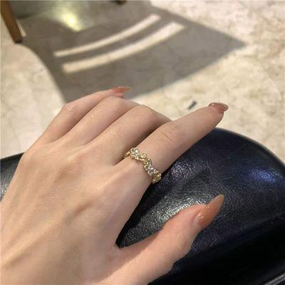 Double-Layer Cross Zircon Ring For Women Gold Silver Adjustable Finger Rings Bling Korean Elegant Jewelry Gift