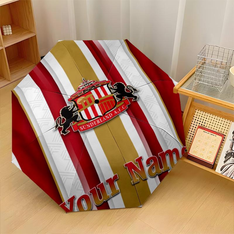 Автоматический 3-складной зонт Sunderland FC, 8 ребер, ветрозащитный, складной, защита от солнца и дождя, для путешествий на открытом воздухе, на каждый день