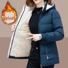 Women's Plus Size Winter Cotton-Padded Jacket - Velvet Lined, Warm & Thickened for Middle-Aged Moms 2024