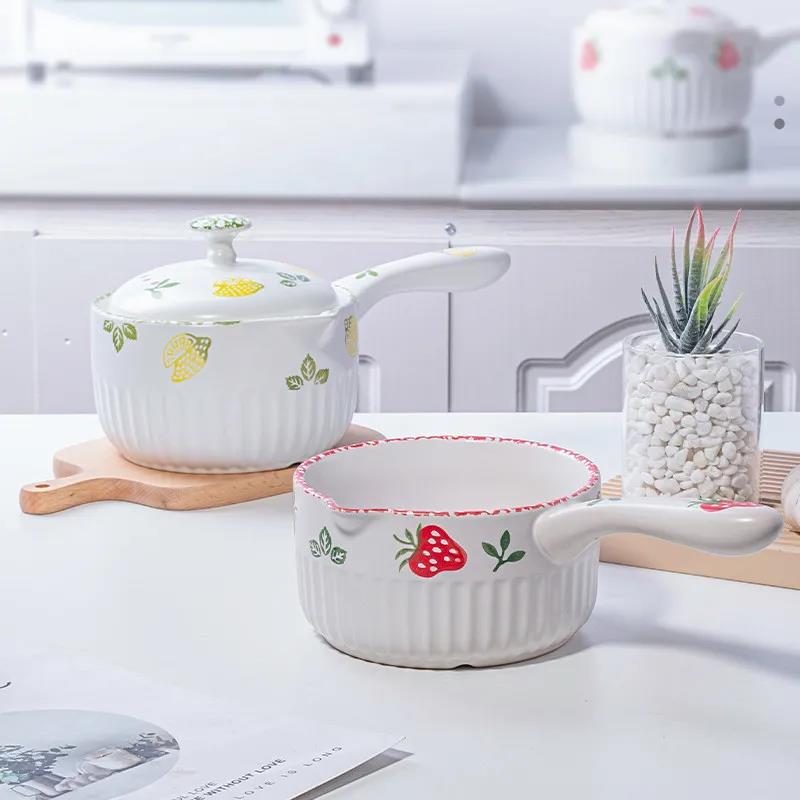 Керамический маленький горшочек для молока, горшочек с лапшой быстрого приготовления, маленький котелок для кипячения, молоко, милый горшочек с детскими добавками, маленький горшок, домашняя запеканка с лапшой