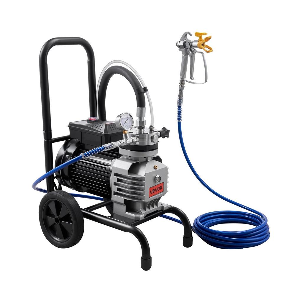 Diaphragm Airless Paint Sprayer, 1800 W Efficient Cart Airless Paint Sprayer, 3300 psi High Pressure, with Extension Pole, Cleaning Needle and Brush,