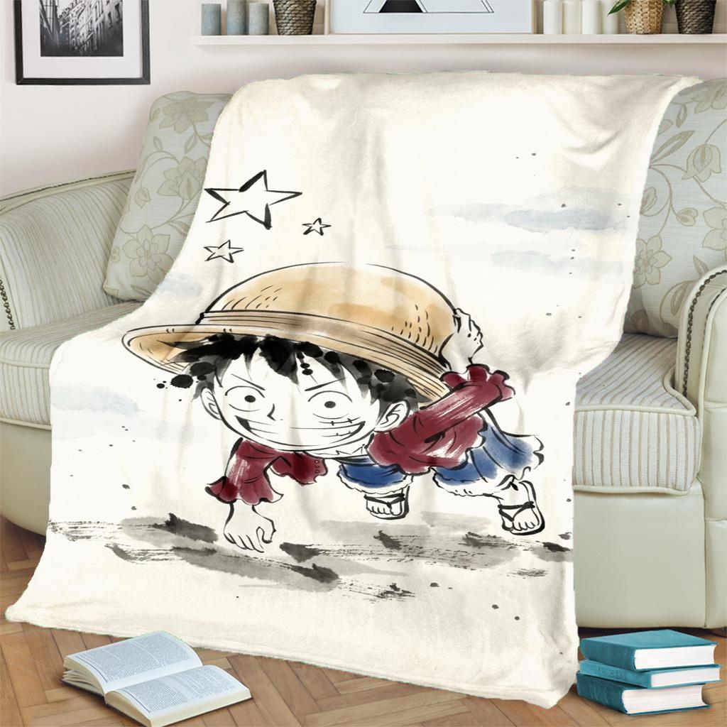 Cozy Flannel Blanket "ONE PIECE" Cartoon for Bedrooms, Sofas and Travel Use