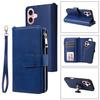 KT Multi-Functional Series-4 for iPhone 16 Case Detachable PU Leather Zipper Flip Wallet Phone Cover - Purple