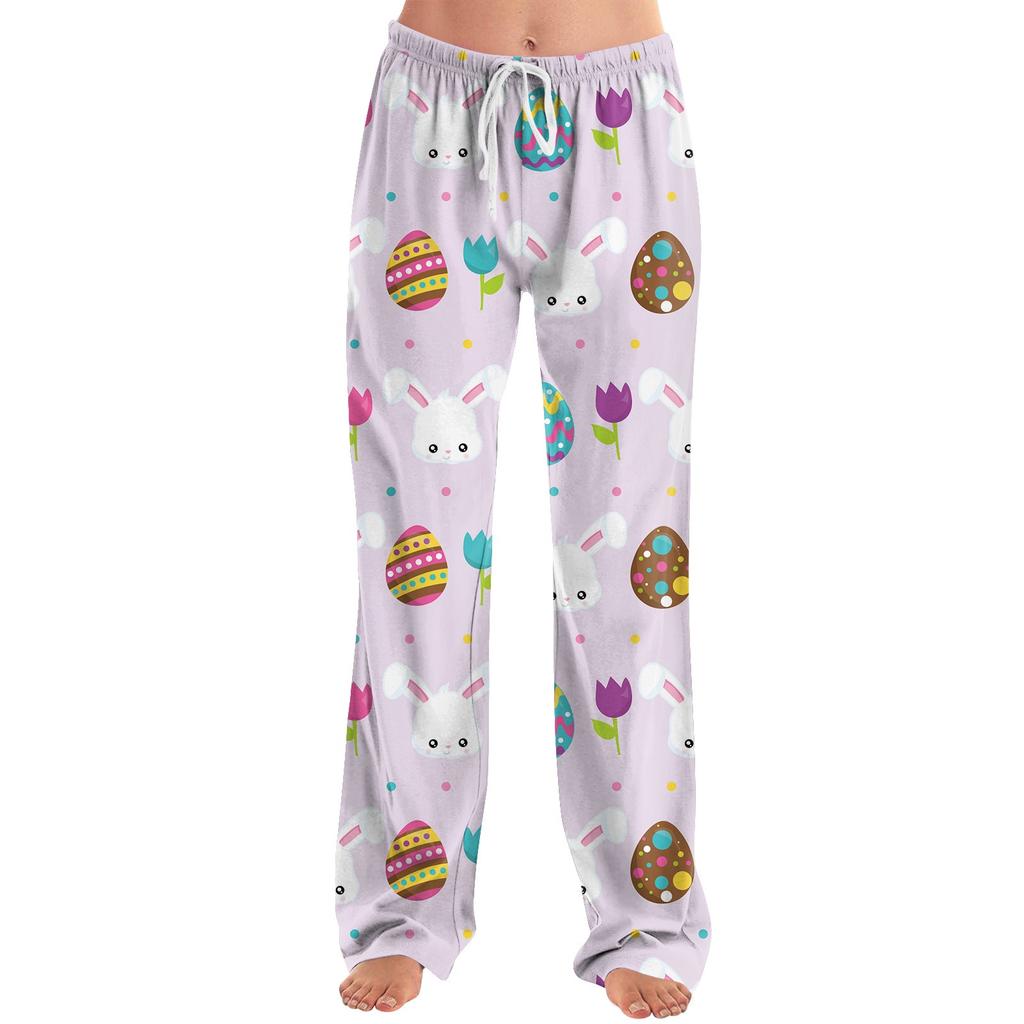 Женские модные свободные повседневные брюки с пасхальным принтом