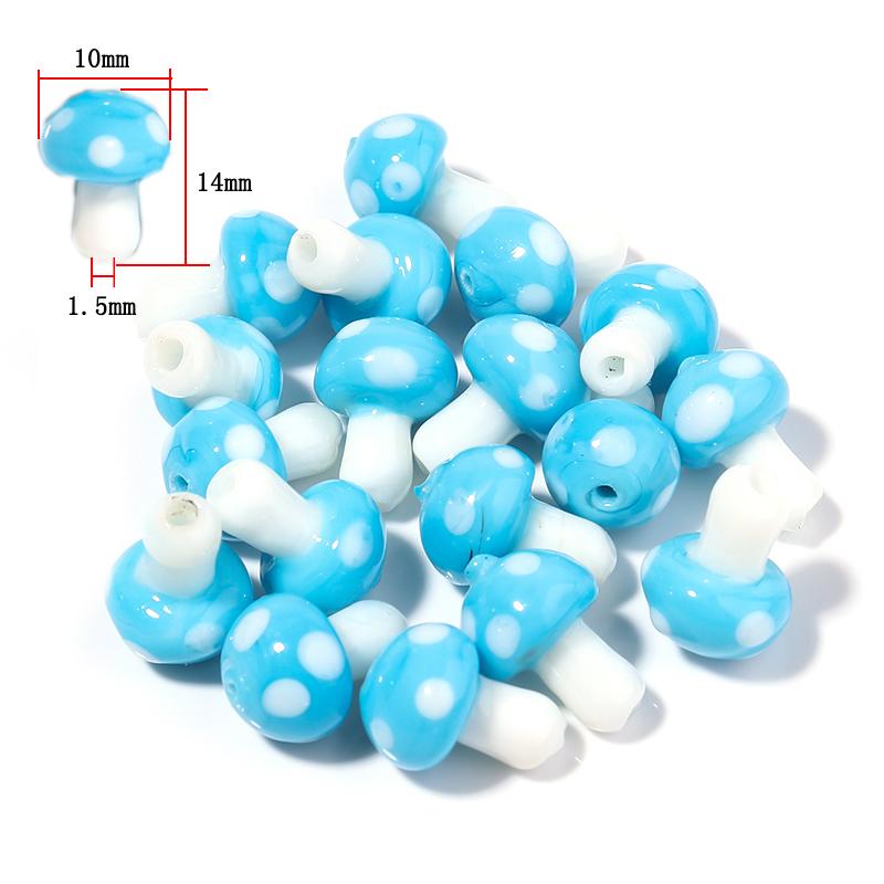 10-20Pcs 16x12mm Liuli Silica Lampwork Mushroom Beads Colourful Loose Glass Beads For Needlework DIY Jewelry Making Accessories