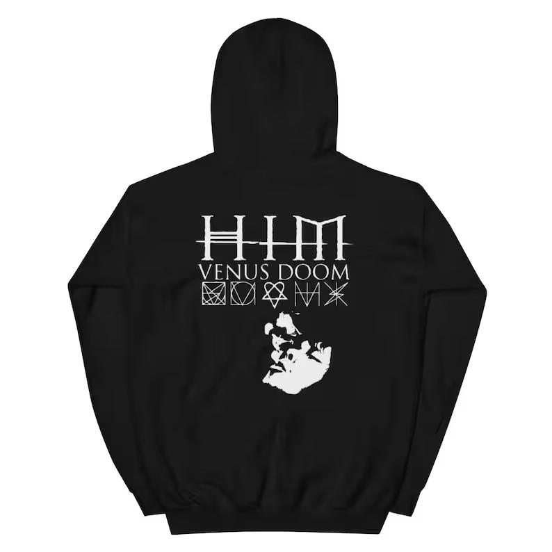Худи группы HIM Готика Рок Ville Valo Heartagram Графика Мужчины Женщины Худи Уличная одежда Винтажный мерч группы Унисекс Пуловеры Спортивный костюм Женская Мужская одежда